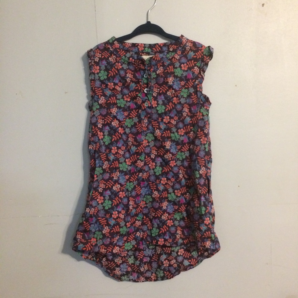 Peek Girls Floral Sleeveless Blouse Tank Top Size Small Easter Spring Summer